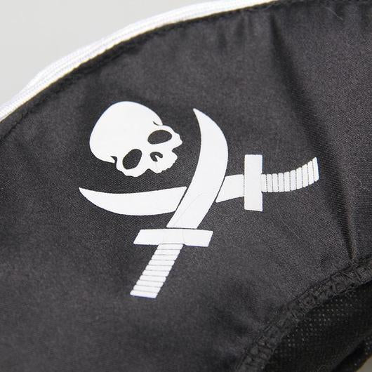 A cute cat wearing a pirate hat, showcasing its playful design and comfortable fit, perfect for Halloween and festive occasions.