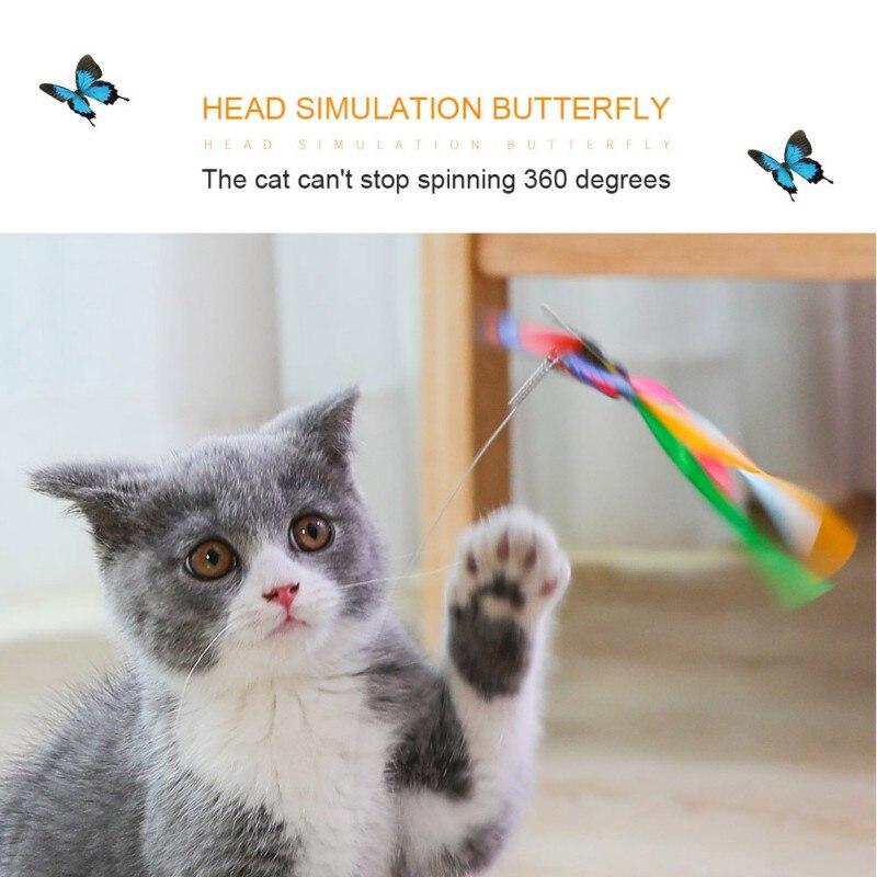 Colorful electric rotating butterfly toy for cats and dogs, designed for interactive play and intelligence training.