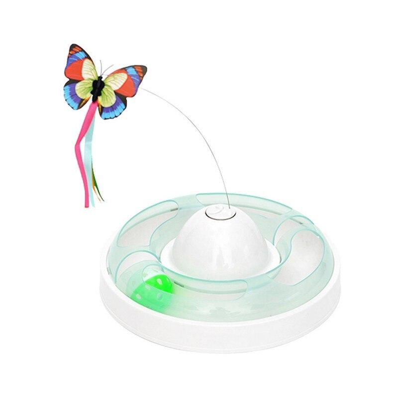Colorful electric rotating butterfly toy for cats and dogs, designed for interactive play and intelligence training.