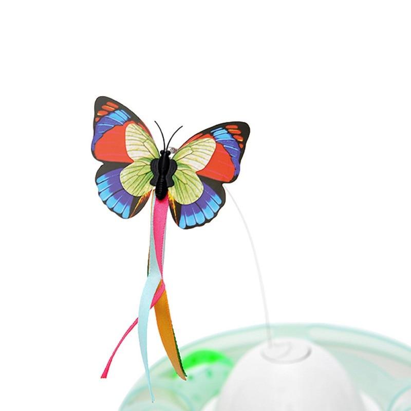 Colorful electric rotating butterfly toy for cats and dogs, designed for interactive play and intelligence training.