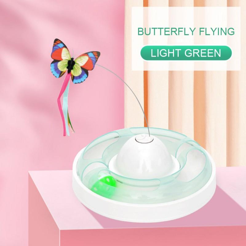 Colorful electric rotating butterfly toy for cats and dogs, designed for interactive play and intelligence training.
