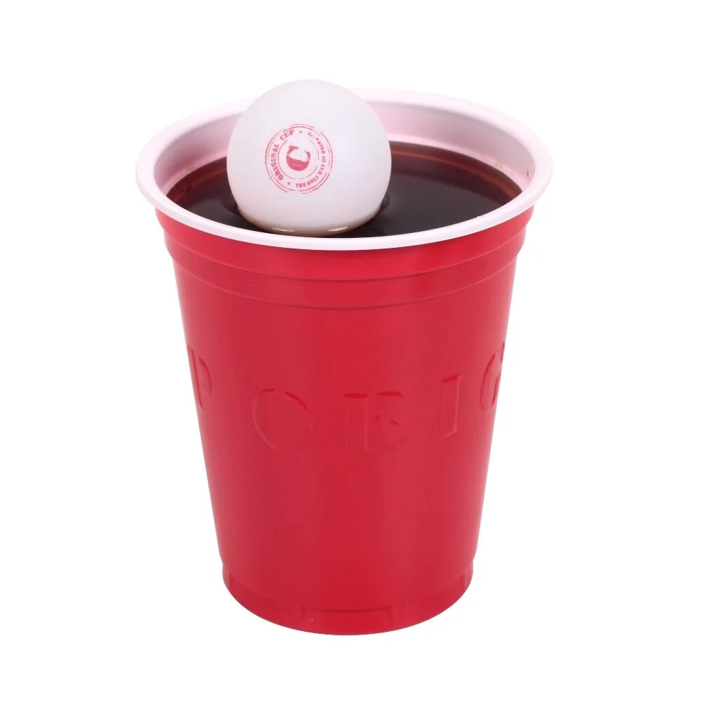 Giant Size Beer Pong game featuring oversized cups and balls set up for outdoor party fun.