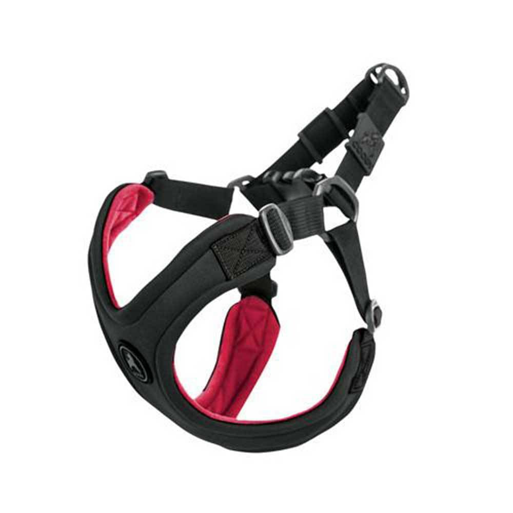 Gooby Escape Free Sport Harness for Dogs in various colors, showcasing its escape-free design and memory foam padding.