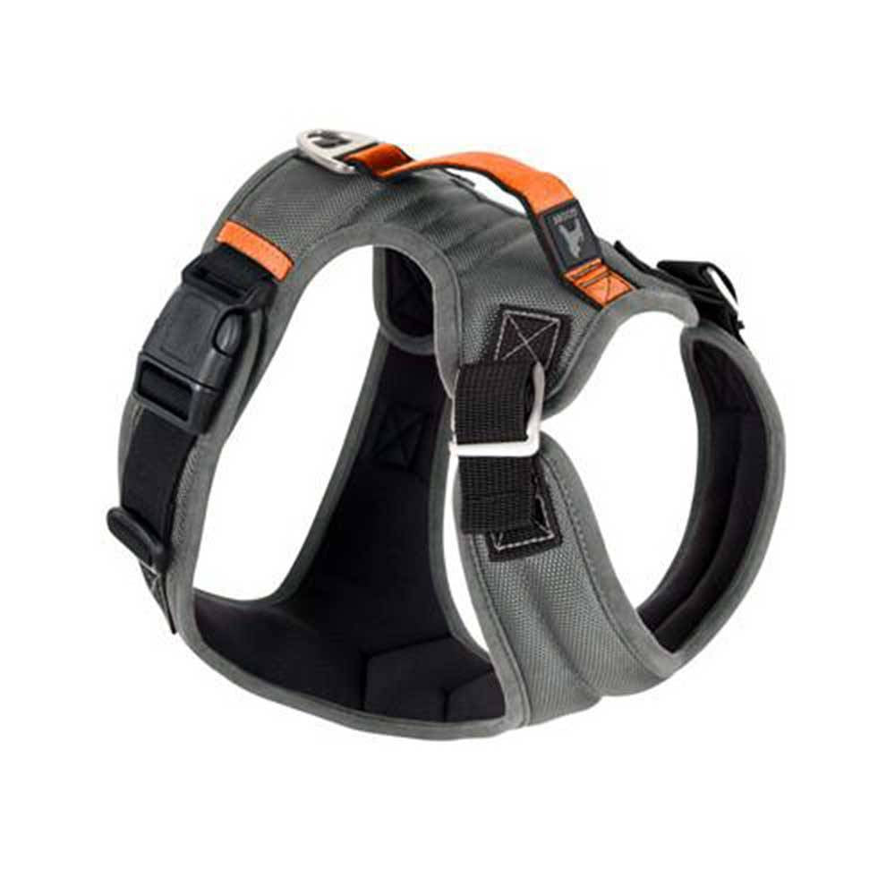 Gooby Pioneer Harness for Dogs in various colors, showcasing adjustable straps and control handle.
