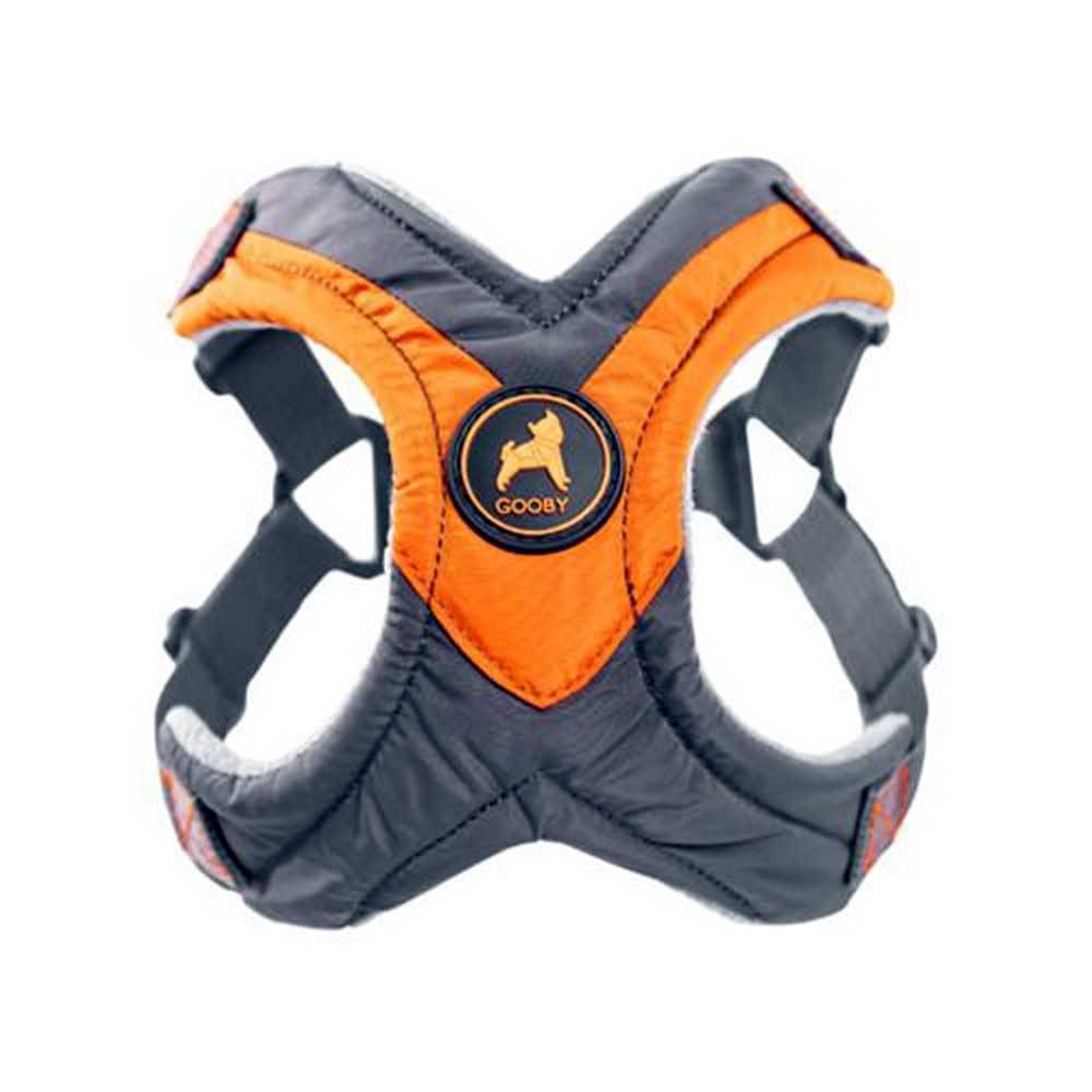 Gooby Trekking Step In Dog Harness in vibrant colors with fleece lining and adjustable straps.