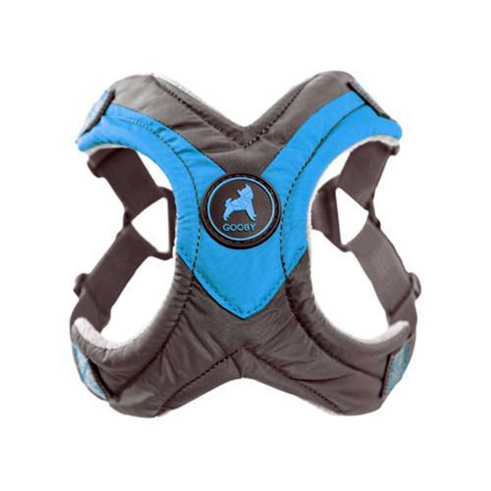 Gooby Trekking Step In Dog Harness in vibrant colors with fleece lining and adjustable straps.