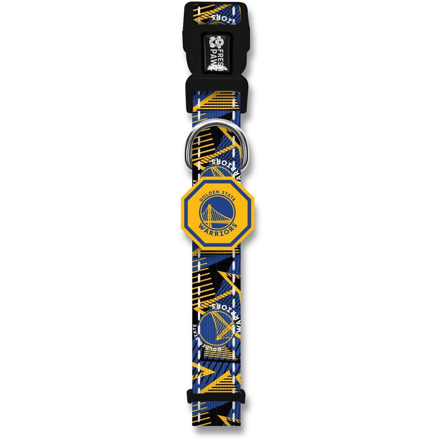 Golden State Warriors x Fresh Pawz Hardwood Collar featuring team colors and logo, designed for comfort and safety.