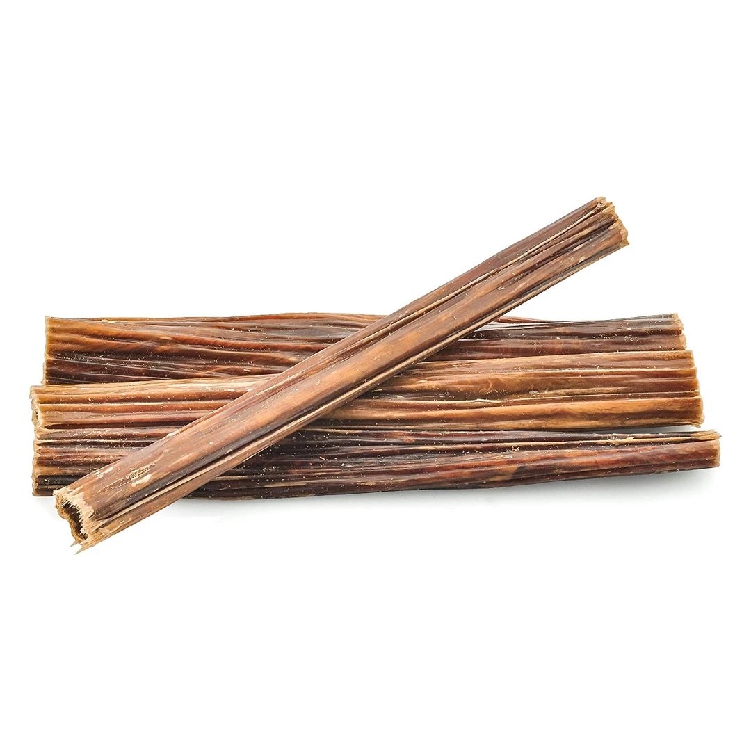 A pack of Grass-Fed Beef Gullet Sticks for dogs, showcasing their natural texture and quality.