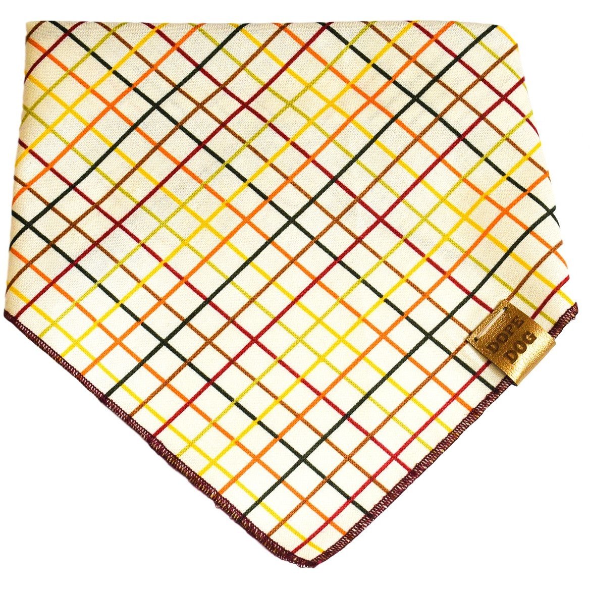 Grateful Dog Bandana made of lightweight cotton fabric with a vegan leather tag, showcasing a stylish design for dogs.