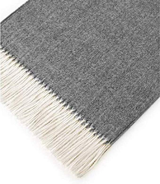 Luxurious 100% alpaca throw with herringbone pattern, showcasing its soft texture and elegant design.