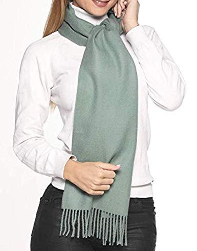 Luxurious green scarf made from 100% baby alpaca wool, showcasing its soft texture and elegant design.