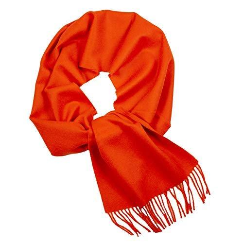 Luxurious orange 100% baby alpaca scarf, soft and warm, perfect for winter fashion.
