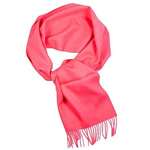 Luxurious pink 100% baby alpaca scarf, soft and warm, perfect for winter wear.