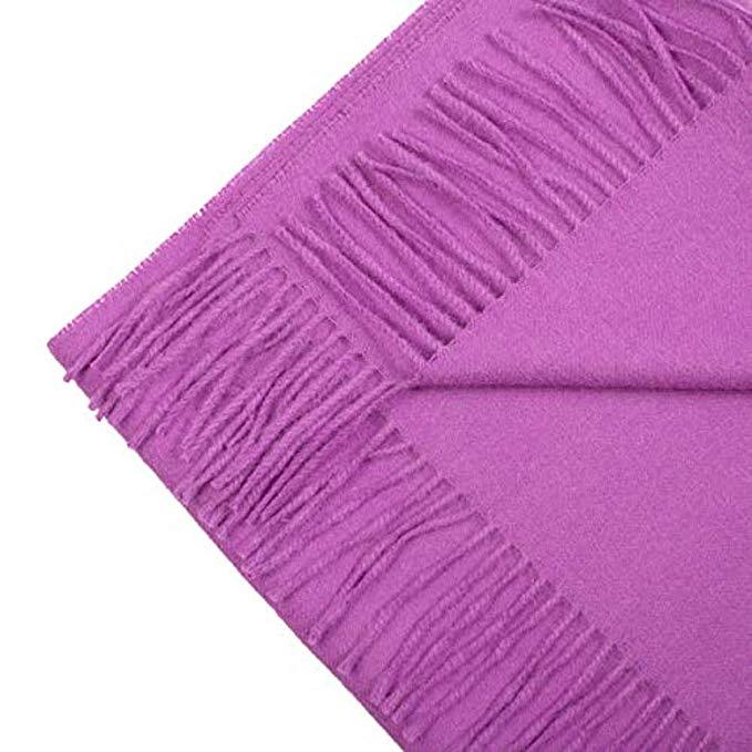 Luxurious purple scarf made from 100% baby alpaca wool, showcasing its soft texture and elegant design.