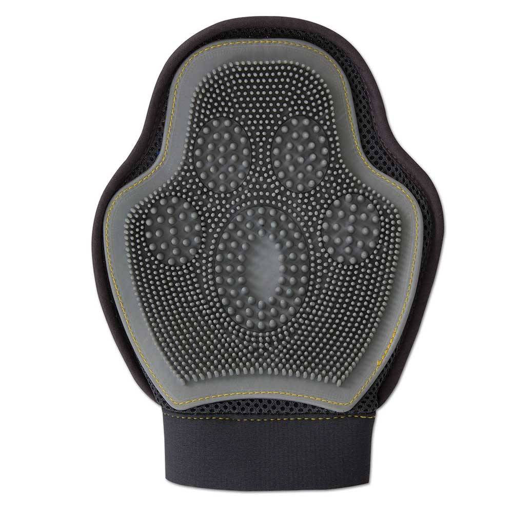 Gripsoft 3 in 1 Dog Grooming Glove featuring rubber sides with tiny brush-like fingers for effective grooming and massaging.