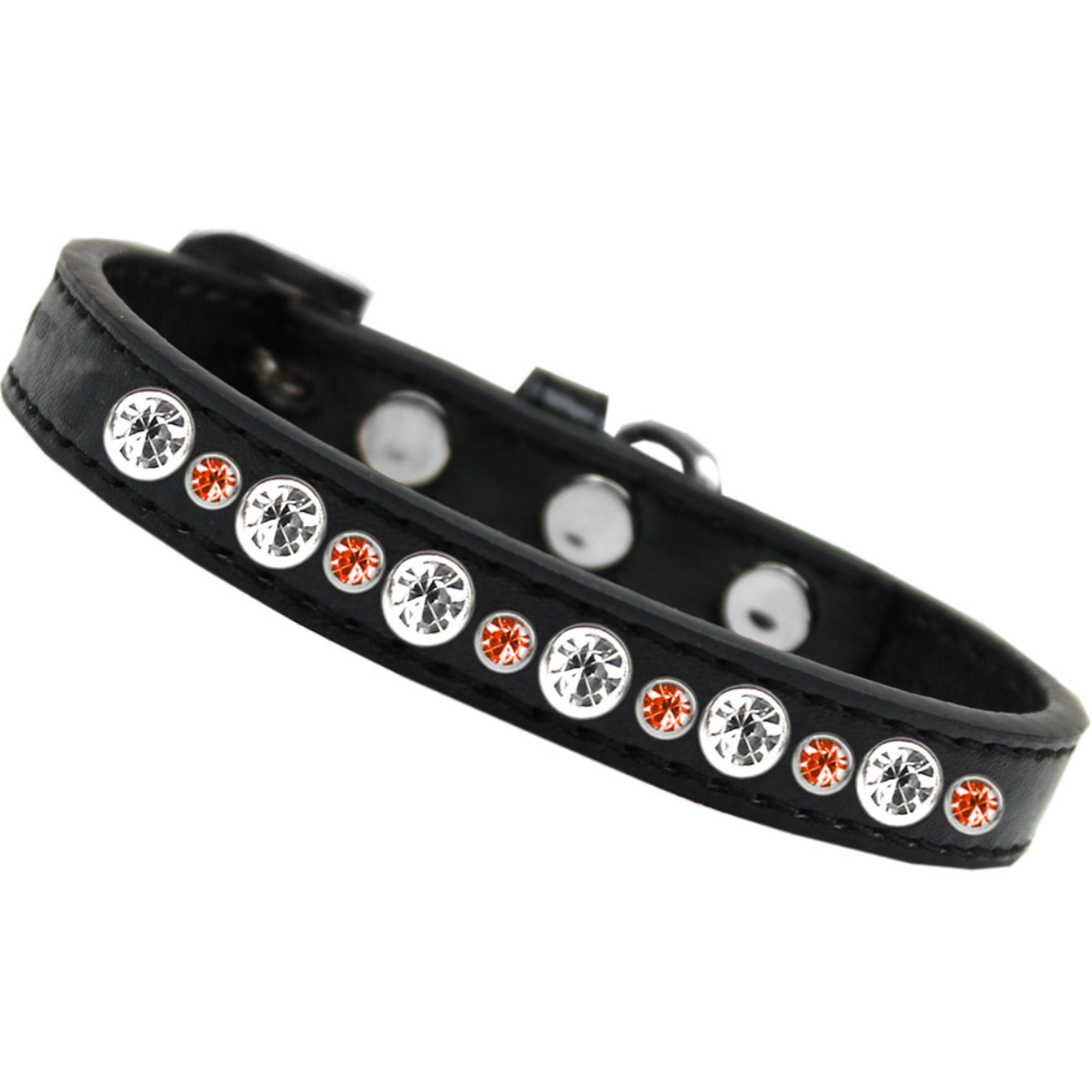 Posh Halloween Jeweled Dog Collar featuring clear and colored rhinestones, perfect for festive occasions.