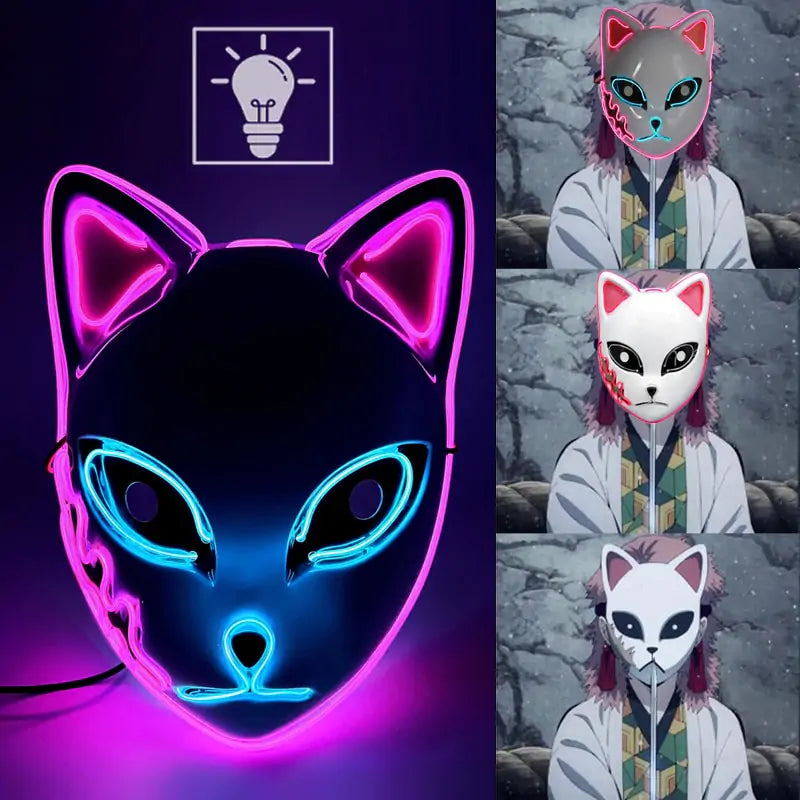 A stylish Halloween LED Cat Mask featuring glowing lights, perfect for spooky celebrations and costume parties.