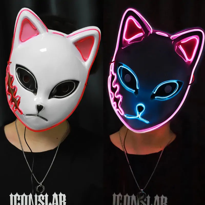 A stylish Halloween LED Cat Mask featuring glowing lights, perfect for spooky celebrations and costume parties.