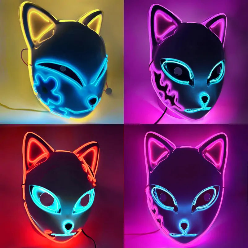 A stylish Halloween LED Cat Mask featuring glowing lights, perfect for spooky celebrations and costume parties.