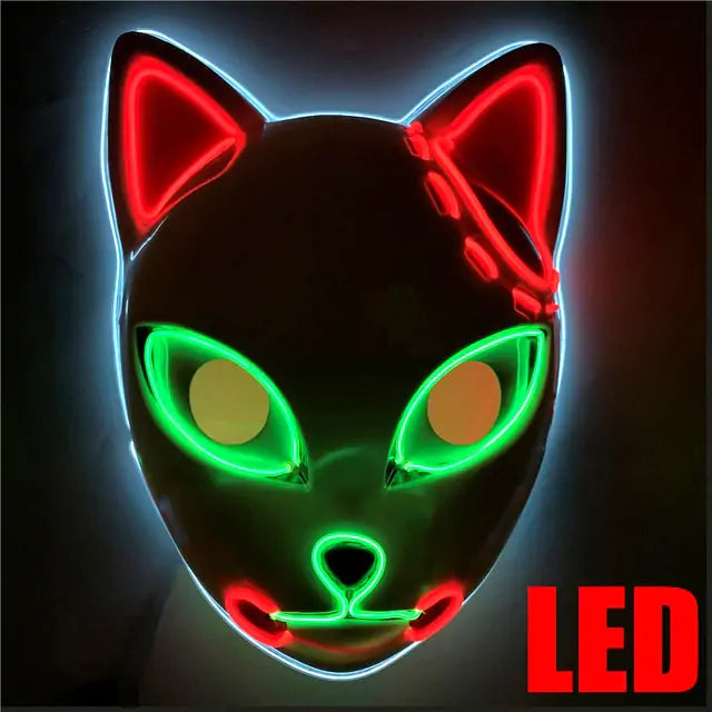 A stylish Halloween LED Cat Mask featuring glowing lights, perfect for spooky celebrations and costume parties.