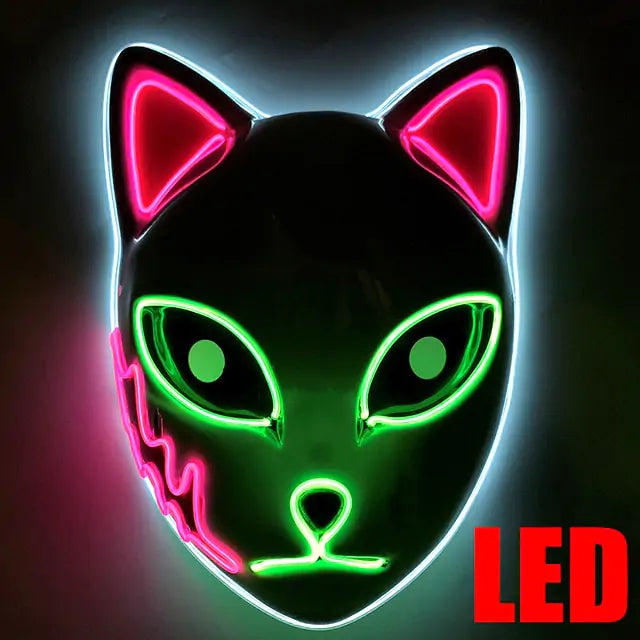 A stylish Halloween LED Cat Mask featuring glowing lights, perfect for spooky celebrations and costume parties.