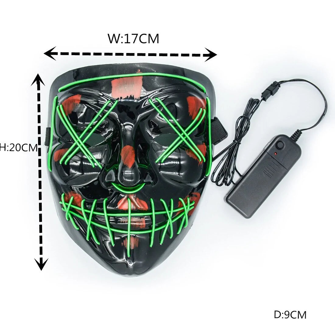 A vibrant Halloween LED Mask glowing in various light modes, showcasing its unique design and high-quality materials.