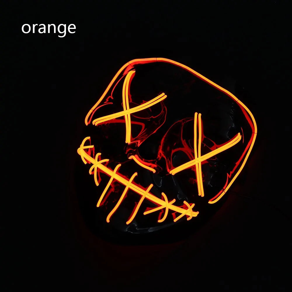 A glowing LED Halloween mask with vibrant lights, perfect for spooky costumes and Halloween parties.