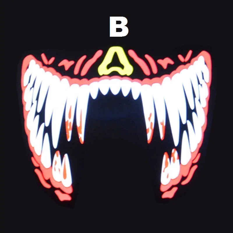 A vibrant Halloween Party LED Mask glowing in various colors, perfect for Halloween celebrations.
