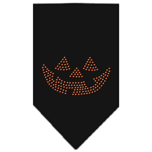 Halloween Pet and Dog Bandana with Jack O Lantern design, featuring rhinestones for added sparkle, perfect for festive occasions.
