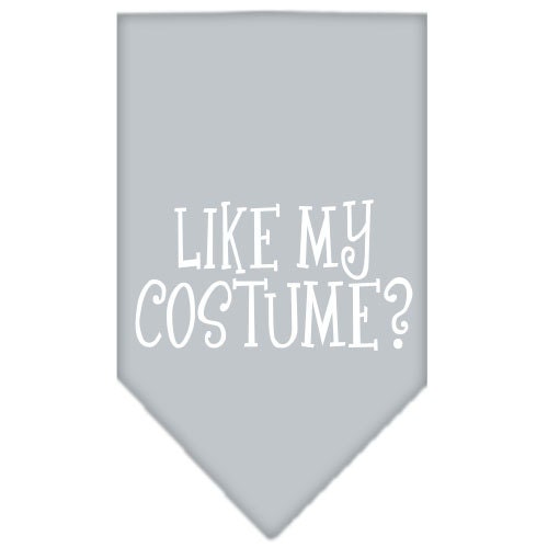 Halloween pet bandana featuring 'Like My Costume?' design, suitable for dogs of all sizes, tie-on style.