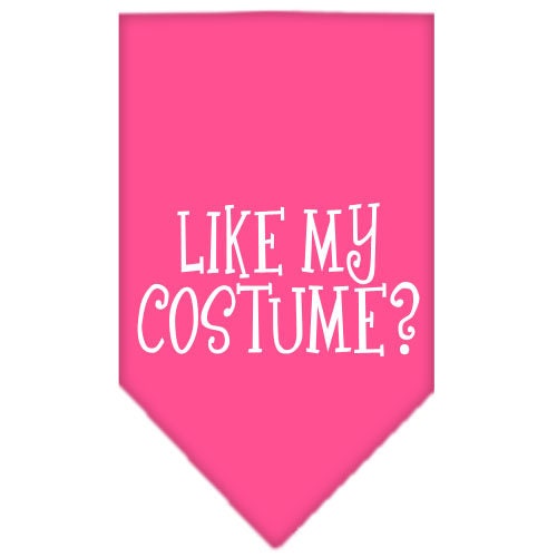 Halloween pet bandana featuring 'Like My Costume?' design, suitable for dogs of all sizes, tie-on style.