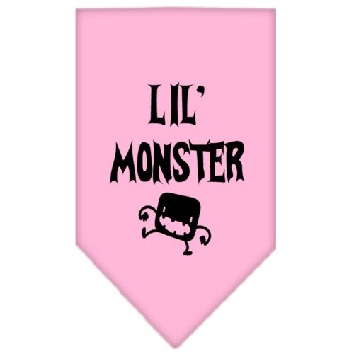 Halloween pet bandana featuring 'Lil Monster' design, available in small and large sizes, perfect for dogs.