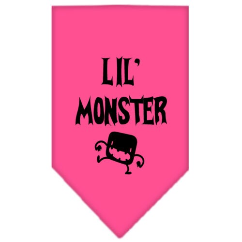 Halloween pet bandana featuring 'Lil Monster' design, available in small and large sizes, perfect for dogs.