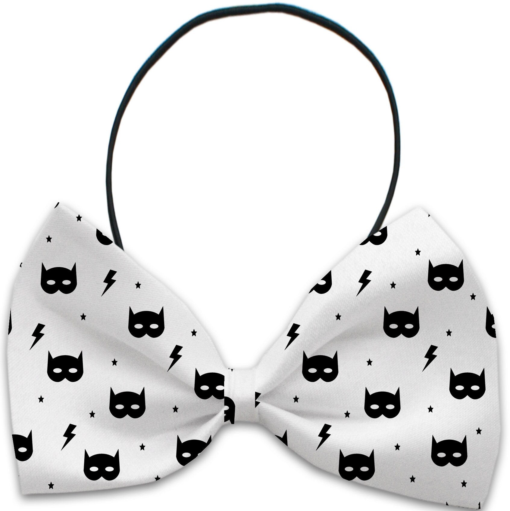 A collection of Halloween bow ties for pets, featuring various spooky patterns and colors, designed for dogs and cats.