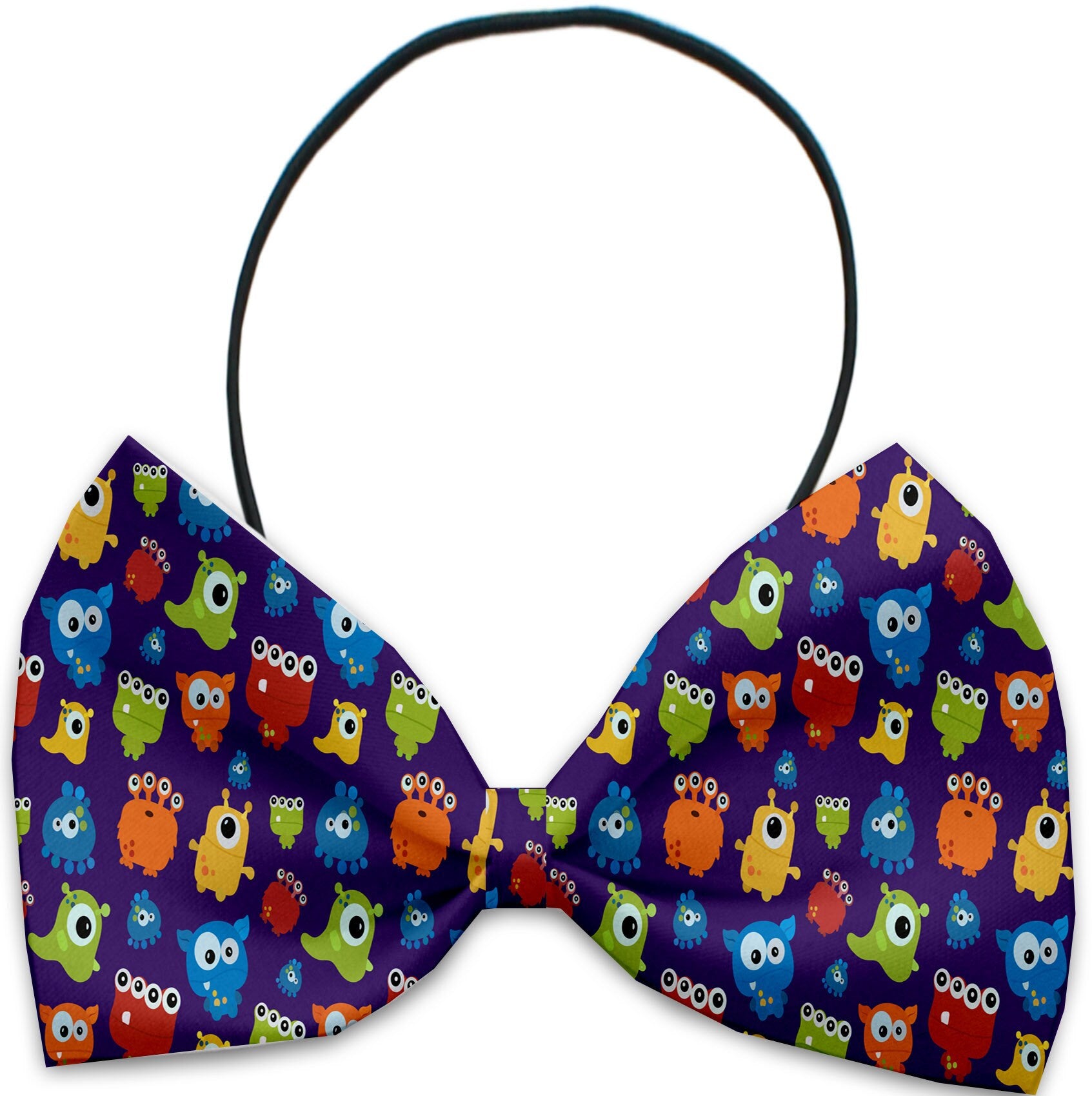 A collection of Halloween-themed bow ties for dogs and cats, featuring various festive patterns and colors, displayed elegantly.