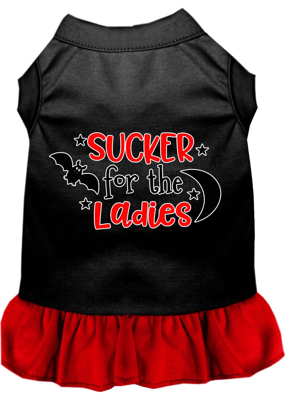 A cute Halloween dress for pets featuring the slogan 'Sucker For The Ladies', designed for both dogs and cats, showcasing a playful and festive style.