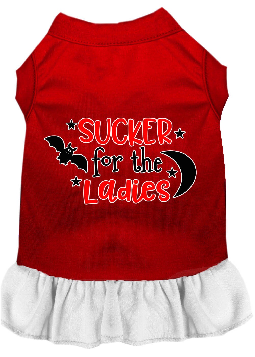 A cute Halloween dress for pets featuring the slogan 'Sucker For The Ladies', designed for both dogs and cats, showcasing a playful and festive style.