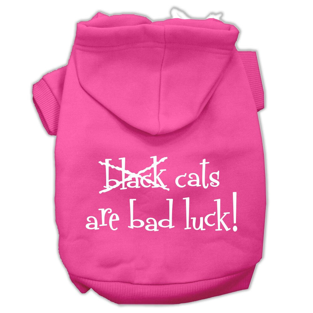 A cozy Halloween hoodie for pets featuring the phrase 'Black Cats Are Bad Luck', suitable for dogs and cats.