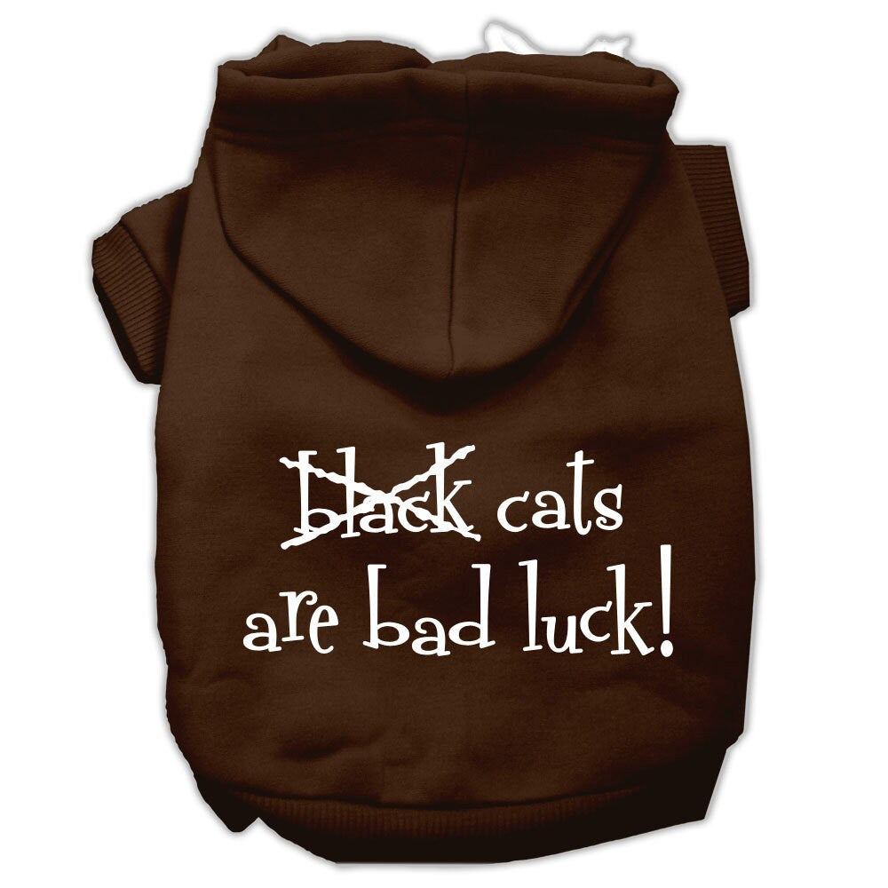 A cozy Halloween hoodie for pets featuring the phrase 'Black Cats Are Bad Luck', suitable for dogs and cats.