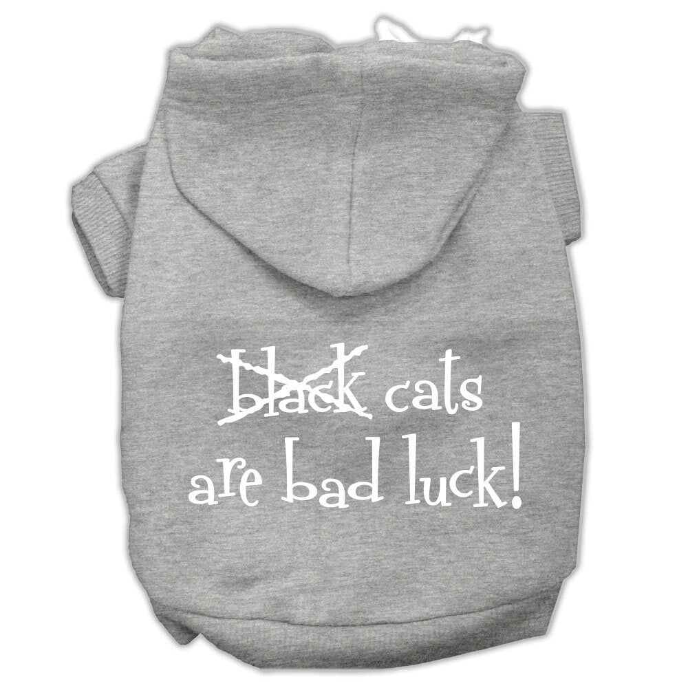 A cozy Halloween hoodie for pets featuring the phrase 'Black Cats Are Bad Luck', suitable for dogs and cats.