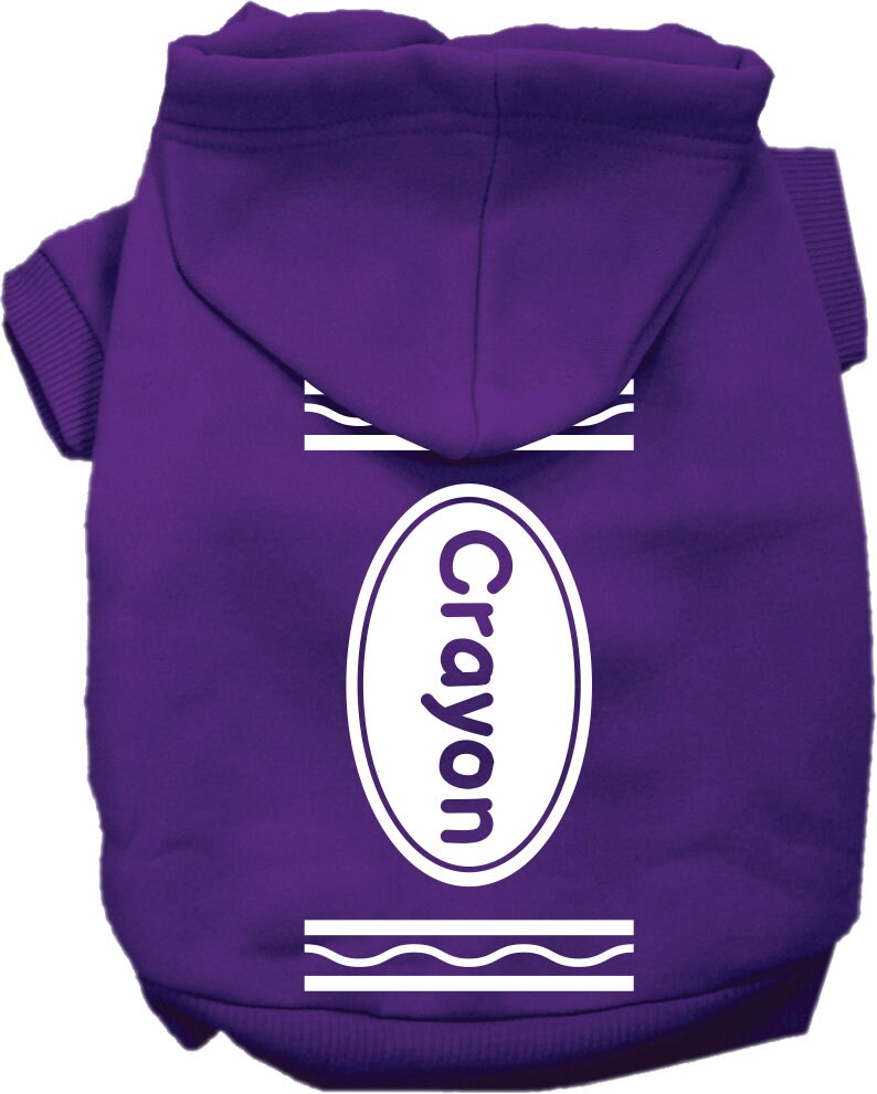 A cozy Halloween pet hoodie designed like a crayon costume, suitable for dogs and cats, featuring vibrant colors and a convenient leash access hole.