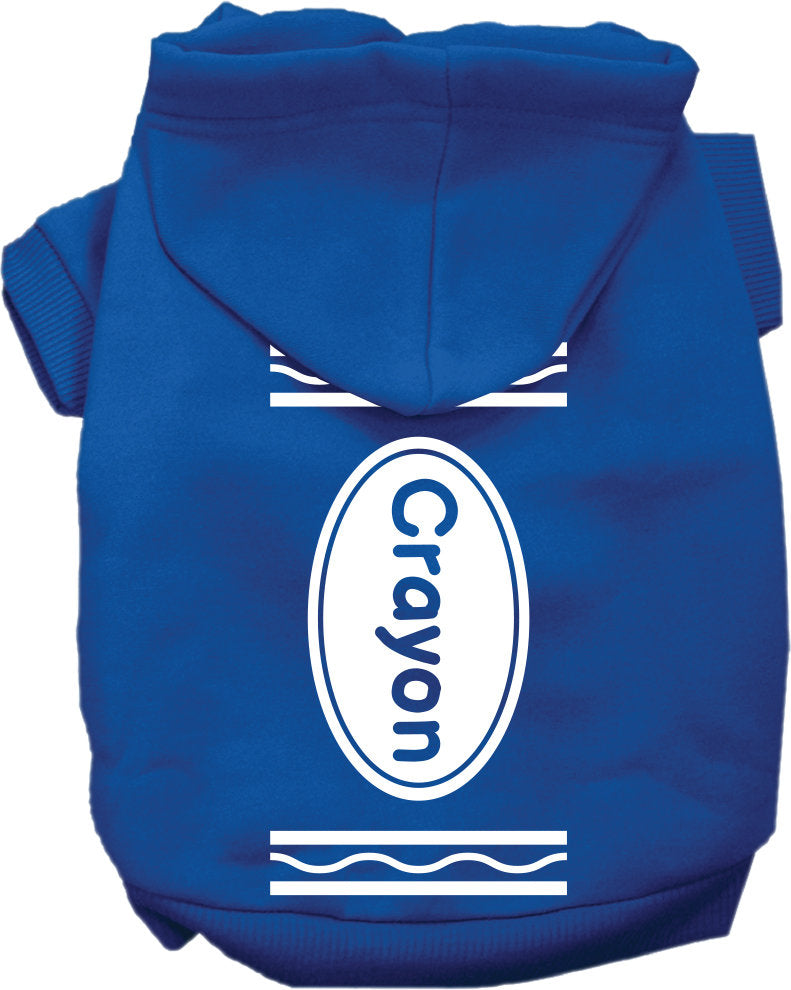 A cozy Halloween pet hoodie designed like a crayon costume, suitable for dogs and cats, featuring vibrant colors and a convenient leash access hole.