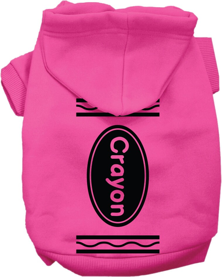 A cozy Halloween pet hoodie designed like a crayon costume, suitable for dogs and cats, featuring vibrant colors and a convenient leash access hole.