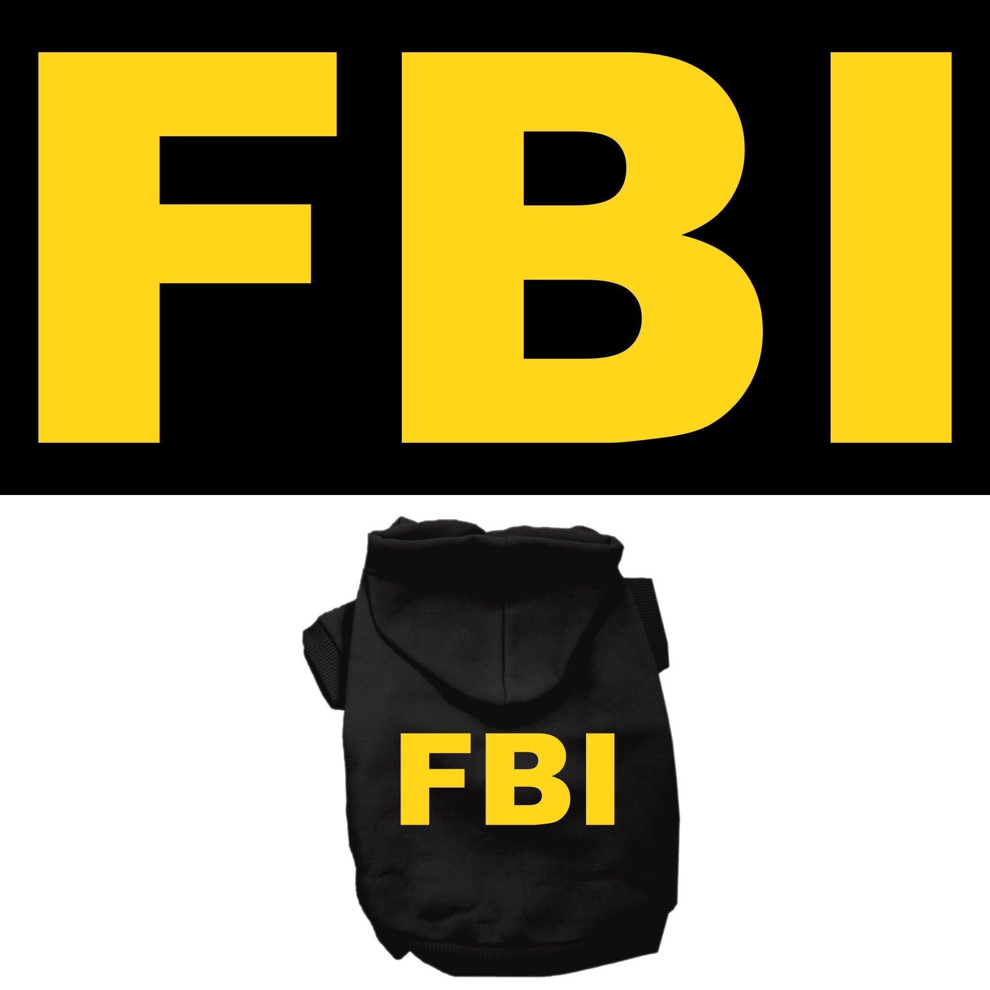 A cozy Halloween hoodie for pets featuring an FBI costume design, perfect for dogs and cats.