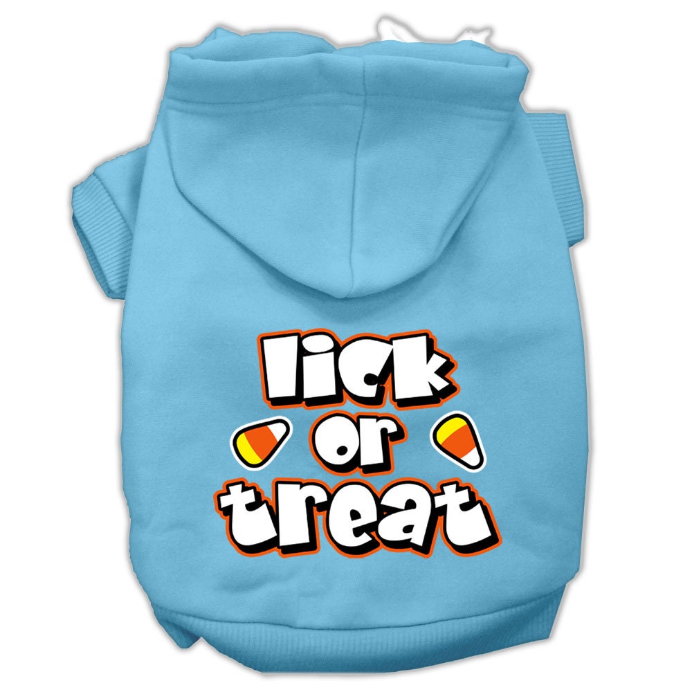 A cozy Halloween hoodie for pets featuring the slogan 'Lick or Treat', designed for dogs and cats with a soft fabric blend.