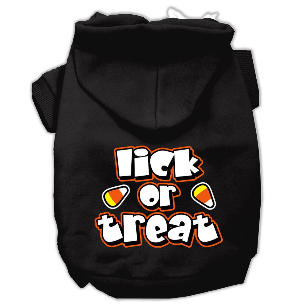 A cozy Halloween hoodie for pets featuring the slogan 'Lick or Treat', designed for dogs and cats with a soft fabric blend.