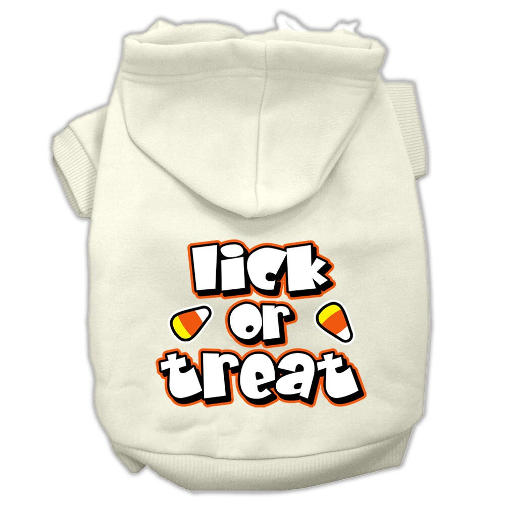 A cozy Halloween hoodie for pets featuring the slogan 'Lick or Treat', designed for dogs and cats with a soft fabric blend.