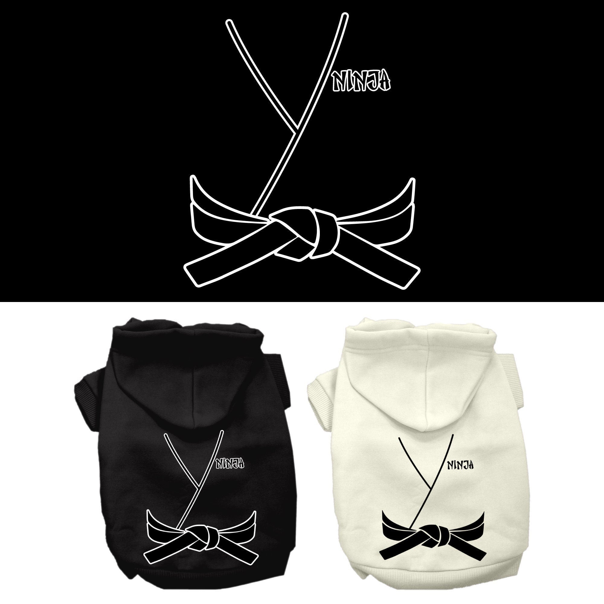 A cozy Halloween pet hoodie featuring a ninja costume design, perfect for dogs and cats.