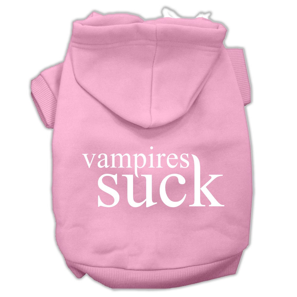 A cozy Halloween hoodie for pets featuring the phrase 'Vampires Suck', designed for dogs and cats.