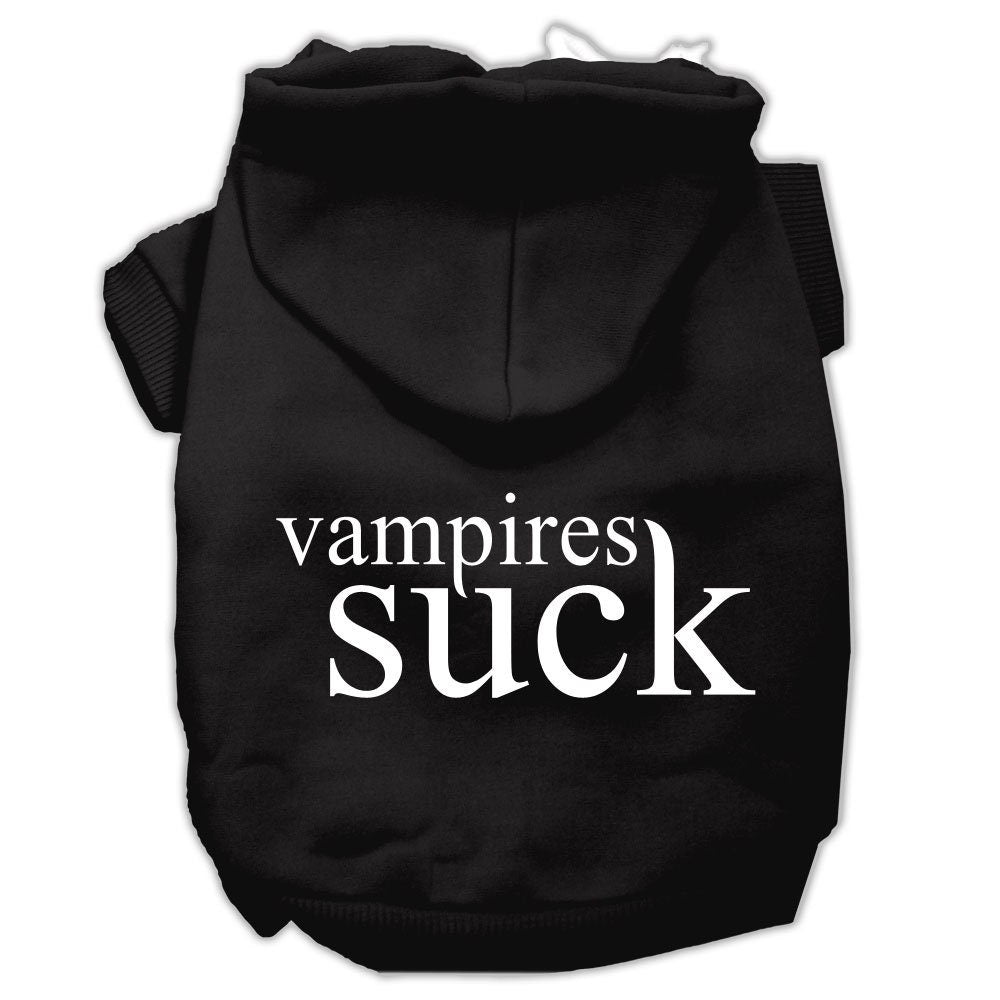 A cozy Halloween hoodie for pets featuring the phrase 'Vampires Suck', designed for dogs and cats.
